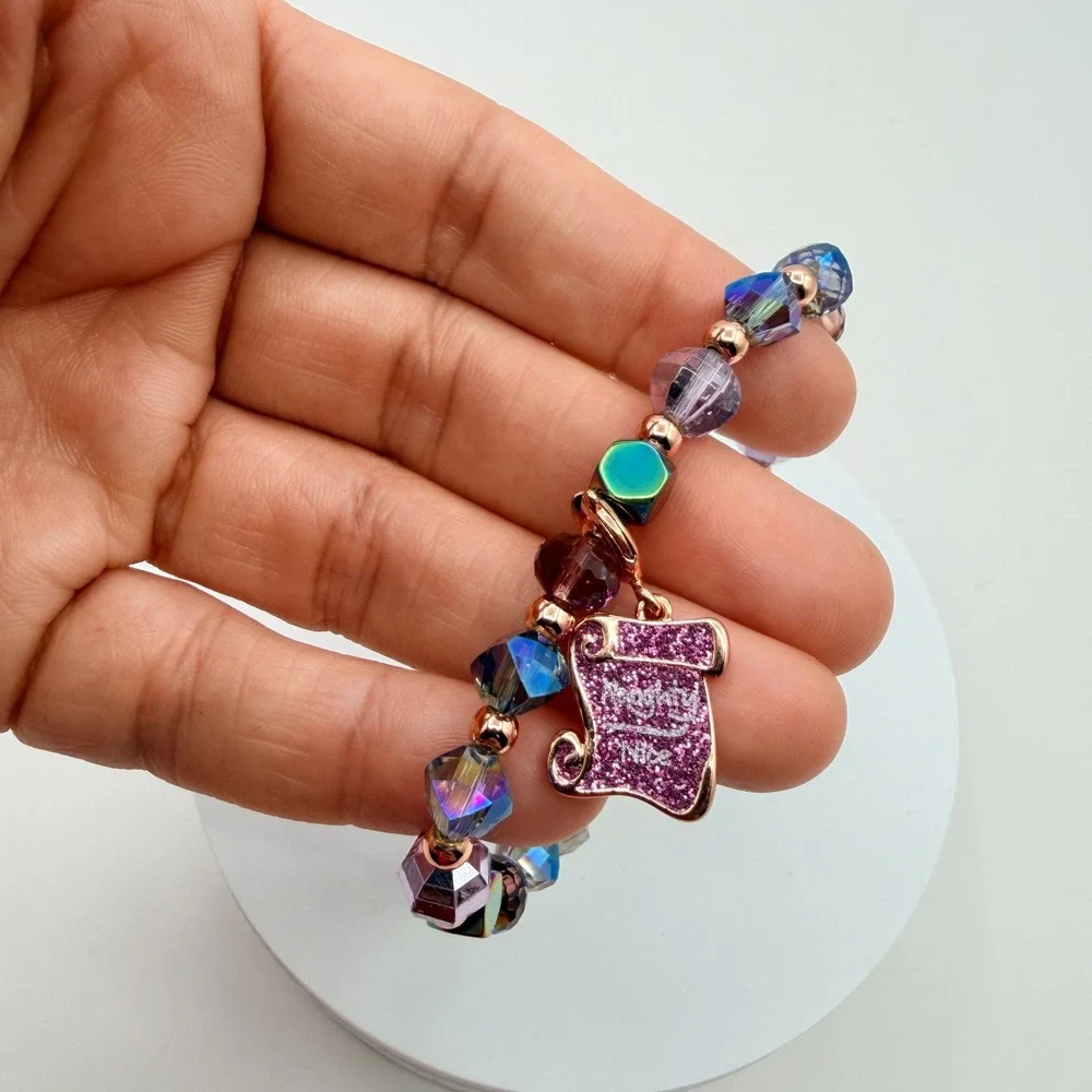 Vintage Y2K Naughty Or Nice Beaded Charm‎ Bracelet Women's Classic Retro Jewelry